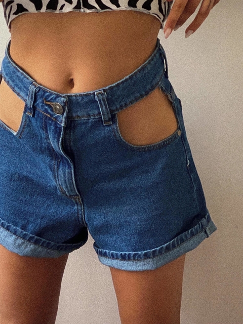SHORT MOM JEAN BOLSILLOS ABIERTOS - FLOR GAGLIANI