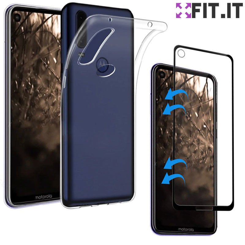 Capinha Capa Básica Motorola One Vision + Película 3D Vidro Cobertura 100%  - FIT.IT
