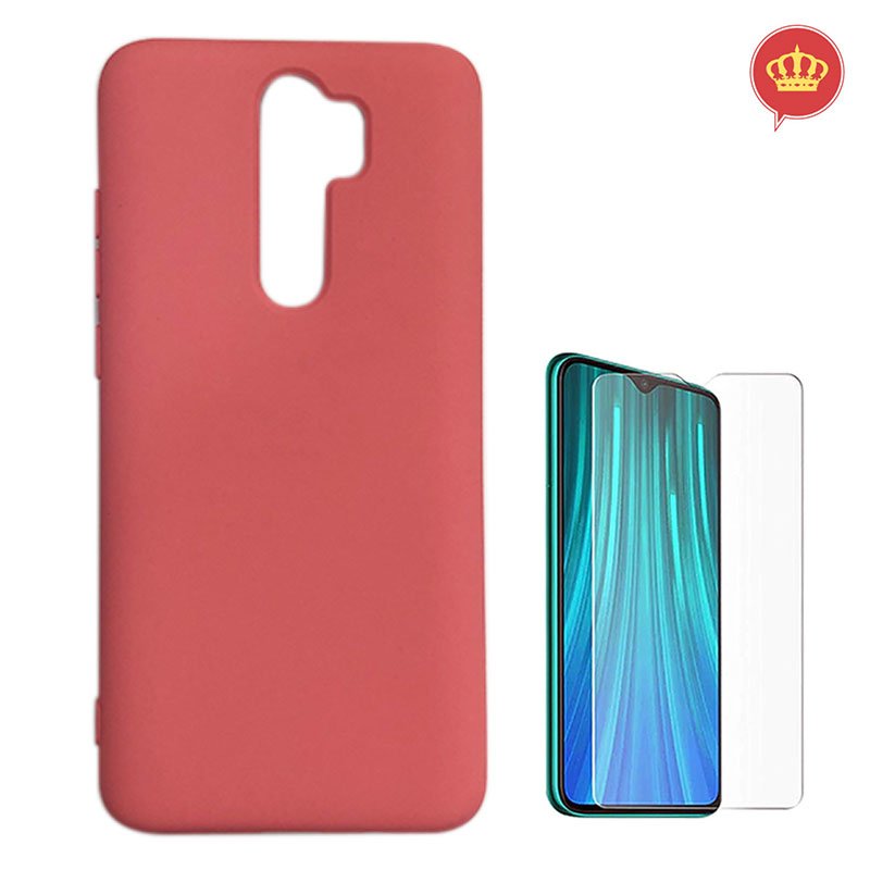 Capa Silicone Rosa Salmão Xiaomi Redmi Note 8 Pro + Película Gel