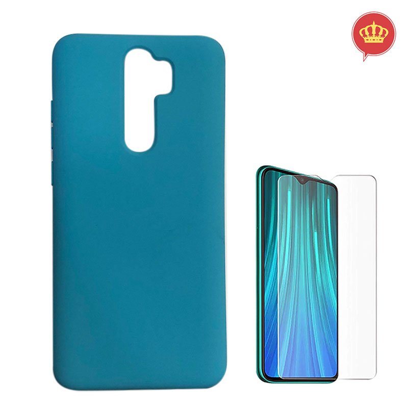 Capa Silicone Azul Claro Xiaomi Redmi Note 8 Pro + Película Gel