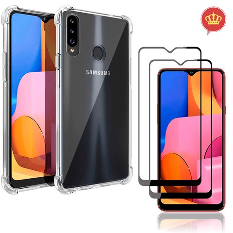 Capa Case Anti Queda Shock Galaxy A20S + Película de Vidro 3D Blindada
