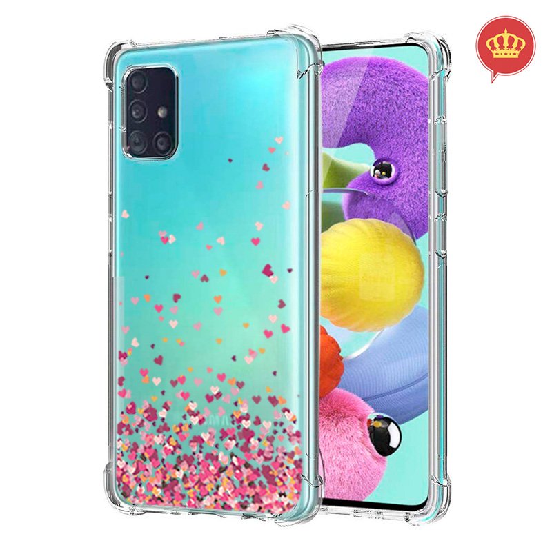 Capa Anti Shock Anti Quedas Galaxy A51 Chuva de Corações Rosa