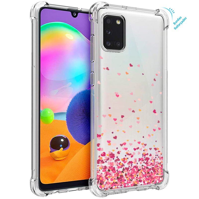 Capa Anti Queda Reforçada Chuva Corações Galaxy A31