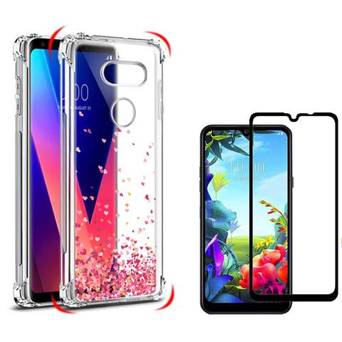 Capa Anti Shock Corações LG K40S + Película Vidro 3D + Kit Aplicação