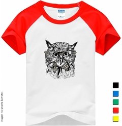 Camiseta Raglan Infantil Coruja Hipster Style - loja online