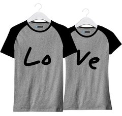 Kit Casal Camiseta e Baby Look Love Casal De Namorados Combinando Amor