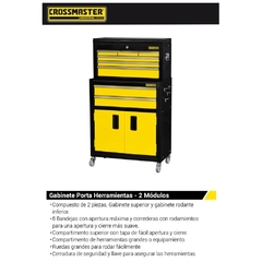 Gabinete Rodante Metalico Crossmaster P/Herramientas 9931036 - 2 En 1 (2 Modulos) - comprar online