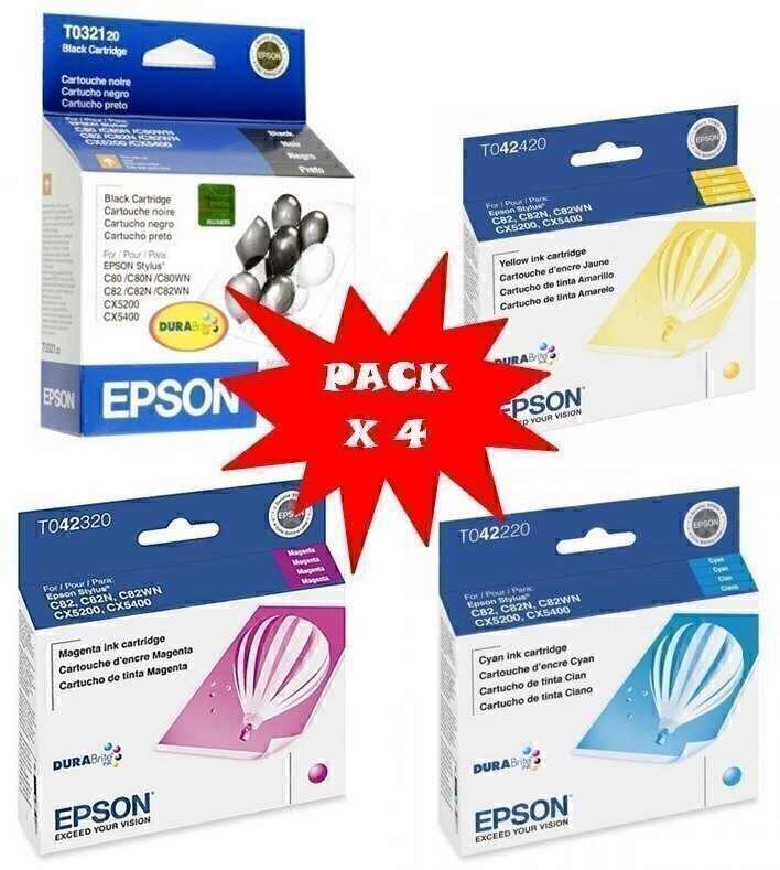 Cartuchos de tinta inkjet originales Epson T042 T032 (Delivery Pack 4  colores)