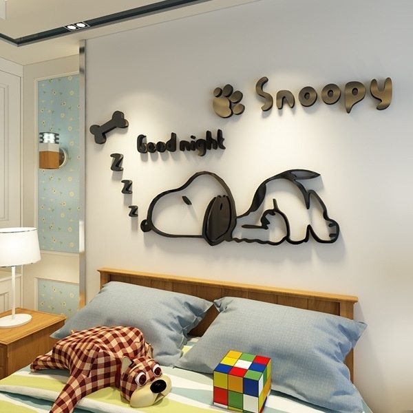 Mural Snoopy En Polyfan color Negro - 120cm de ancho
