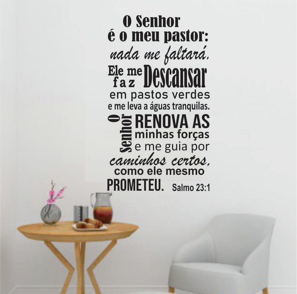 Adesivo De Parede Frase Biblica Salmo 23 - O Senhor é meu pastor