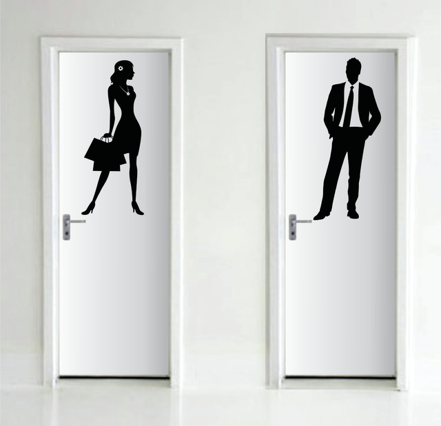 Adesivo Decorativo Porta de Banheiro Elegantes