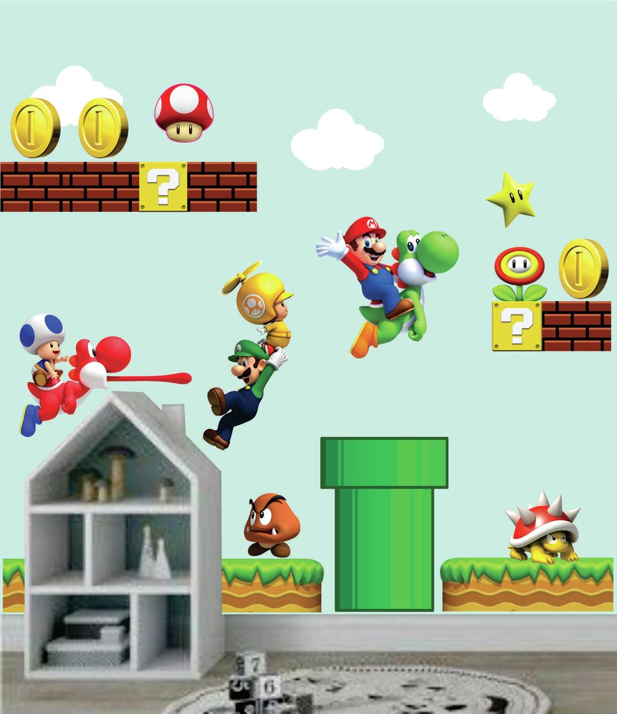 Adesivo Recortado - Cenário Super Mario Bros (2m x 1m) - Adesivos