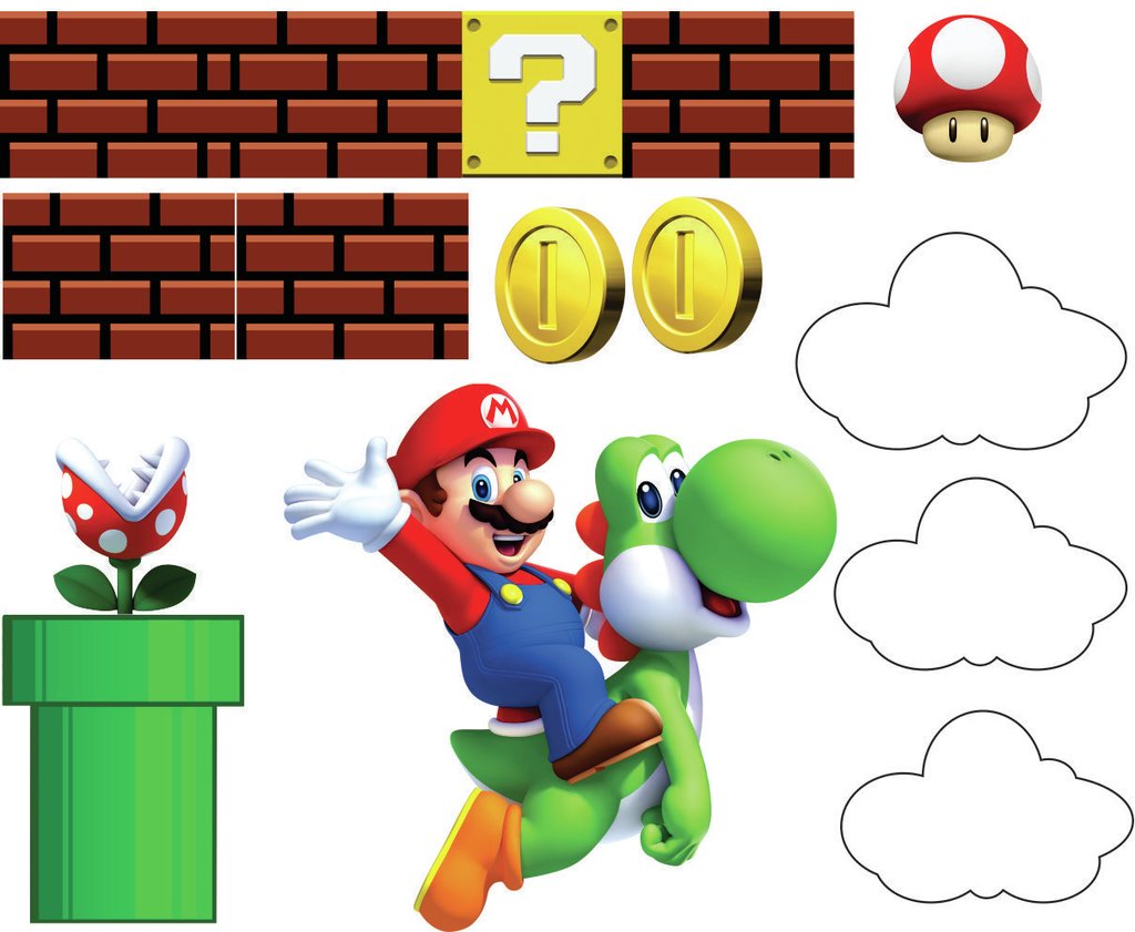 Adesivo Recortado - Cenário Super Mario Bros (2m x 1m) - Adesivos