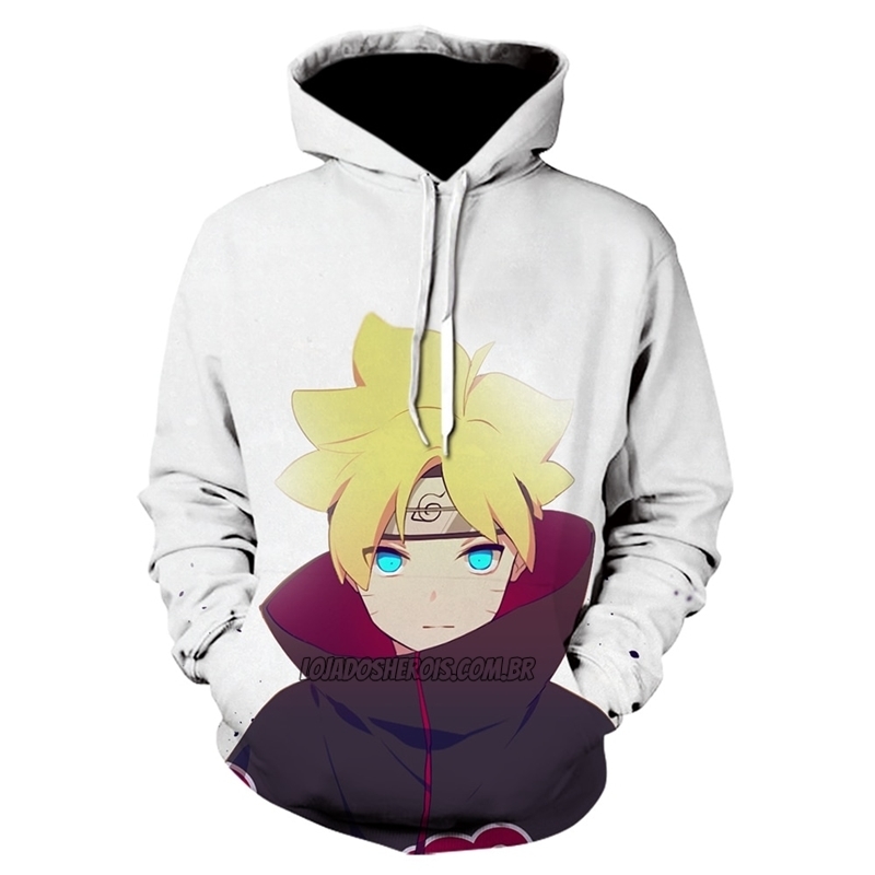 Blusa Jaqueta 3D Boruto Uzumaki Manto Akatsuki Anime Touca Canguru