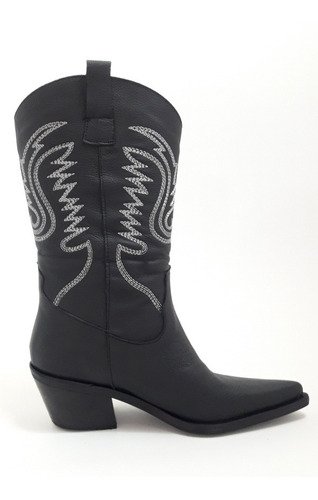 Botas Texanas Mujer Cuero Bordadas Quica Cardales