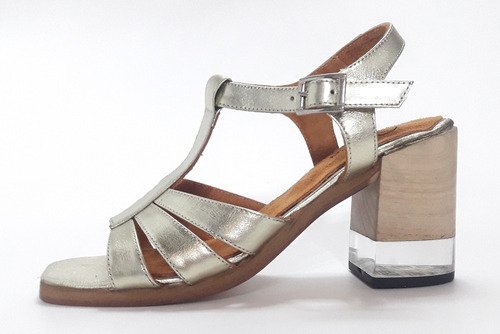 Top Sandalias Guillermina Cuero Taco Madera Acrílico Quica
