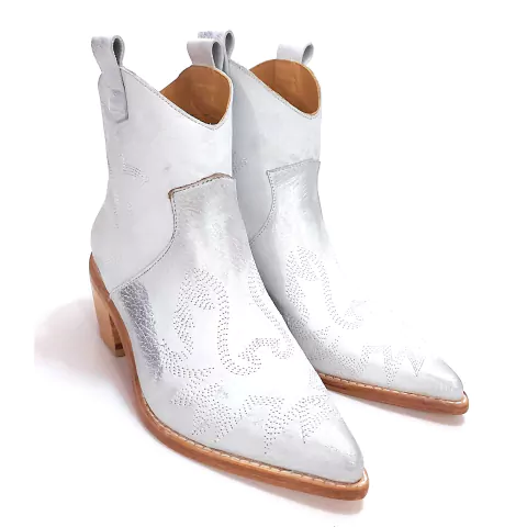 Ten cuidado Perth cómo utilizar Botas Texanas Vaqueras Cuero Blanco Bordadas Plata Leather Boots Cowl