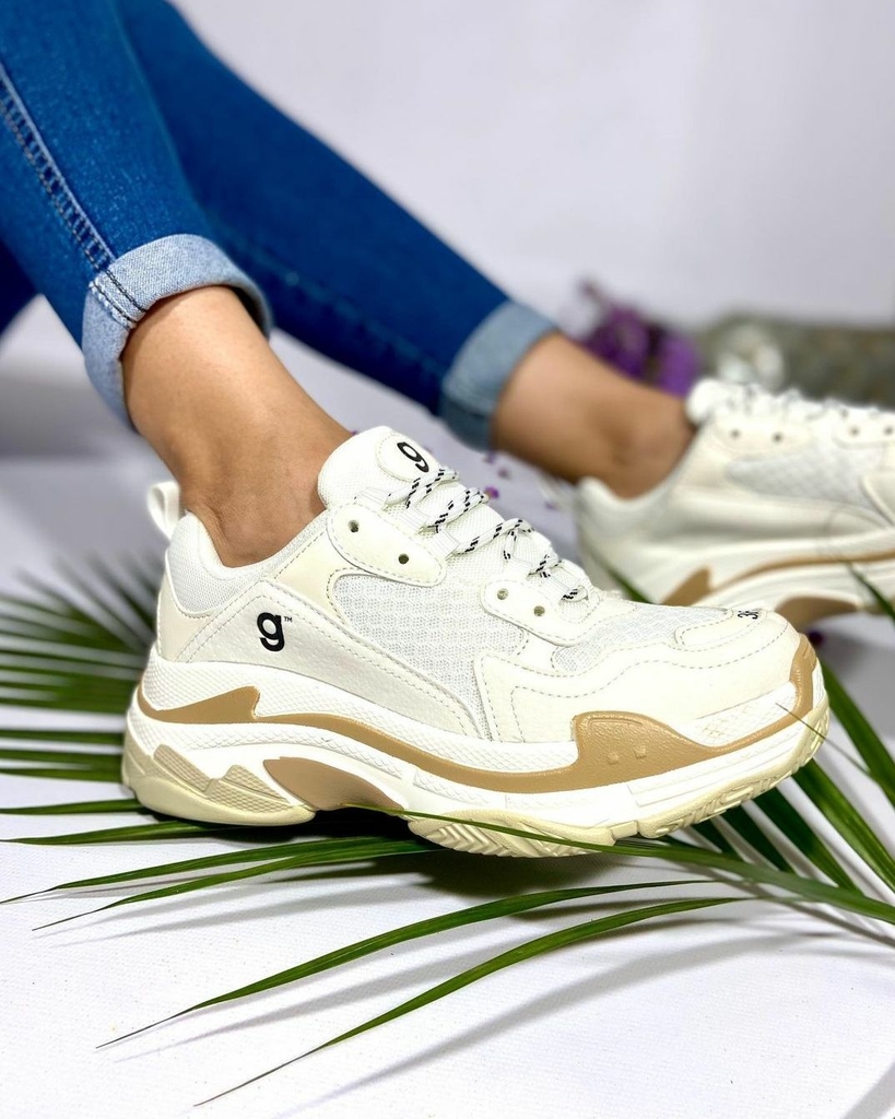 Zapatillas BALEN WHITE\u0026BEIGE GUMMI IMPORTADAS!