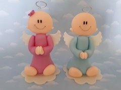 Adorno Torta hermanos s Bautismo - Nubecitas