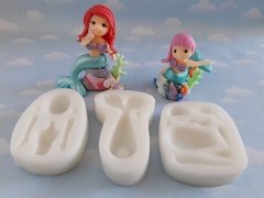 Kit sirena cola cuerpo pelo molde silicona (901)