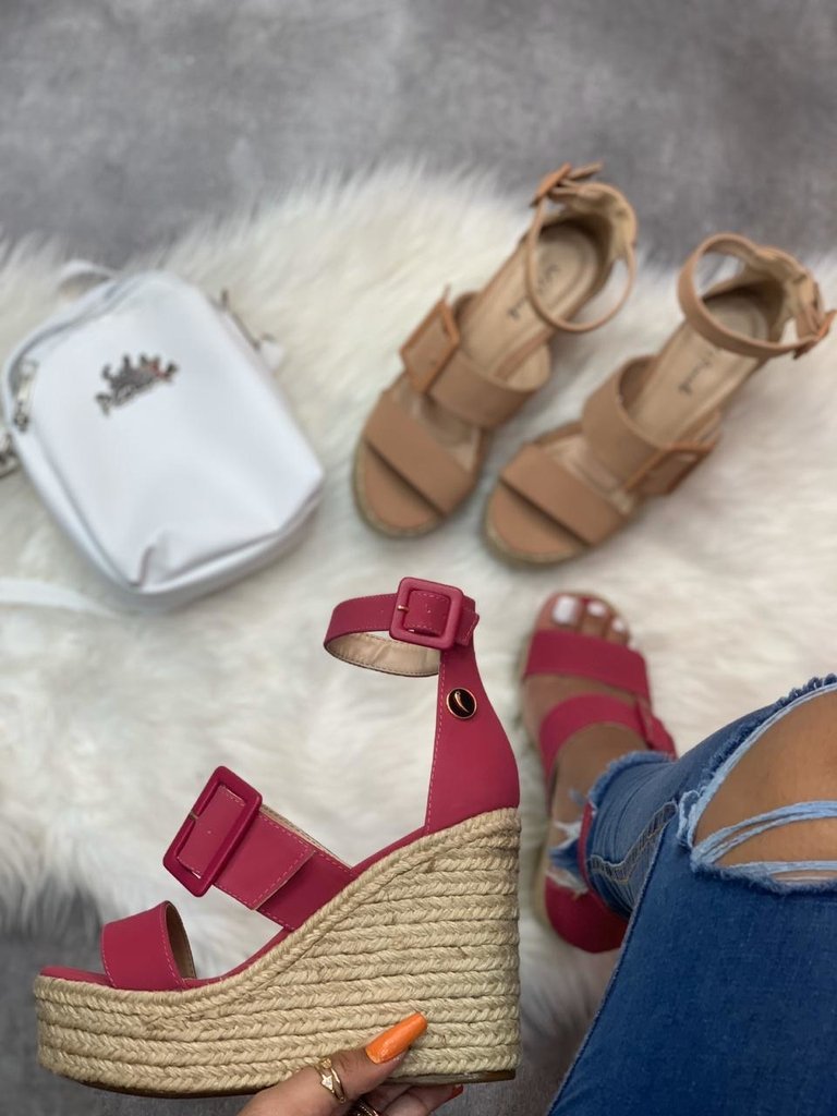 SANDÁLIA ANABELA STRIPS ROSA - SAL E PIMENTA