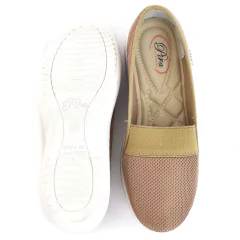 Zapatilla mesh un elástico beige