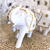 Elefante en madera blanco con metal dorado - Lotusdeco