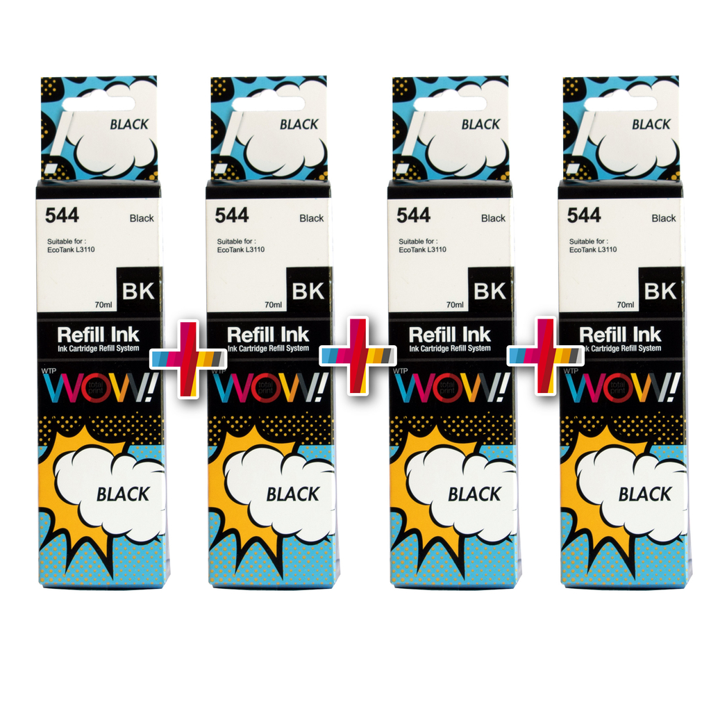 Combo Tinta Epson T544 Negro X4 Unidades Para L3110 L3150