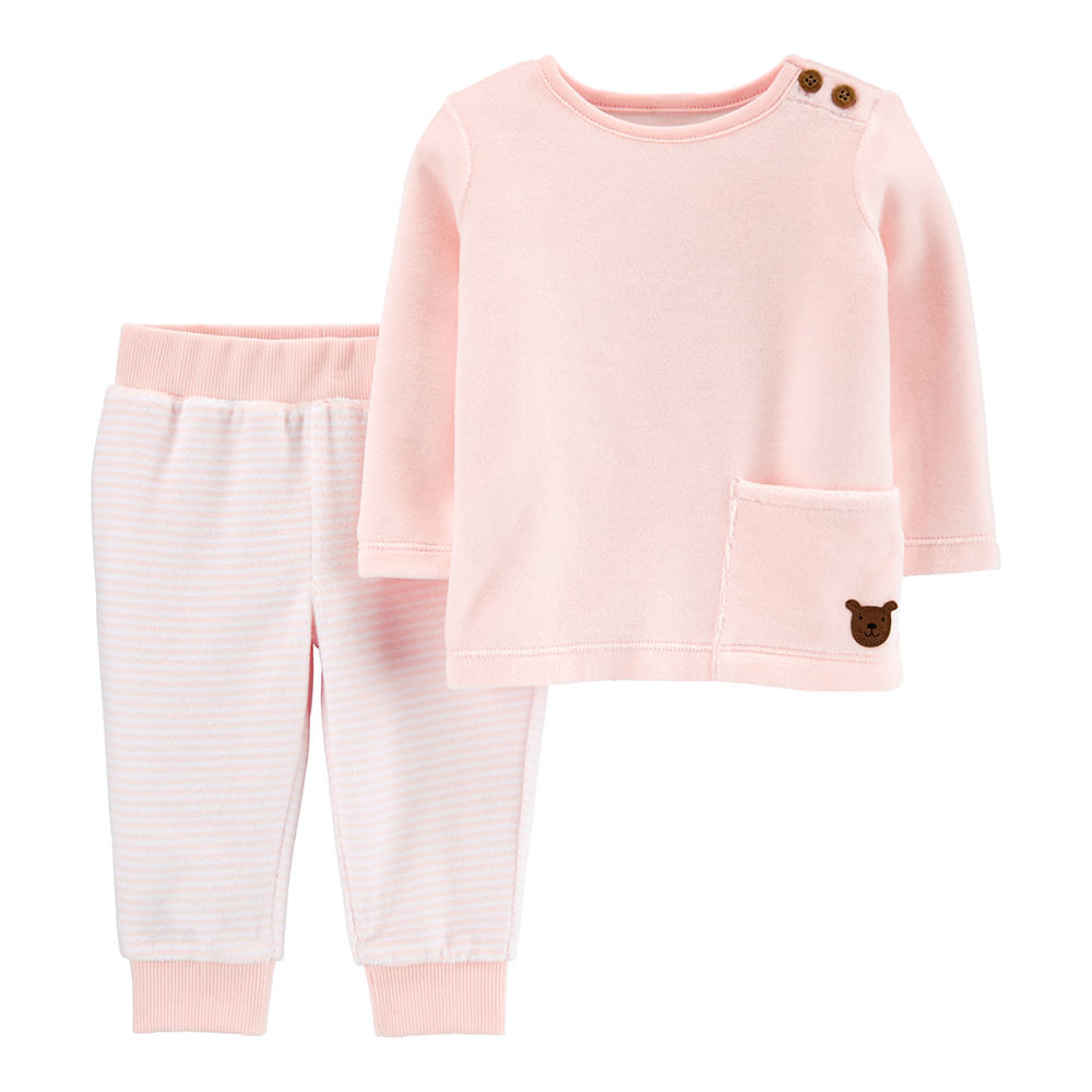 SET 2 PIEZAS BUZO Y PANTALON TERCIOPELO ROSA