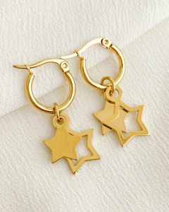ARGOLLAS DAI DOBLE ESTRELLAS DORADAS 3.5CM