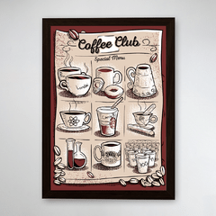 PÔSTER COM MOLDURA - COFFEE CLUB MARROM