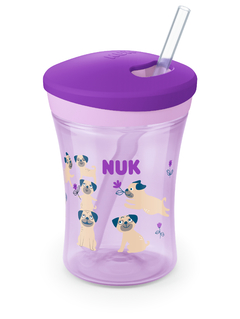 Vaso NUK Evolution Action Cup con sorbete flexible - Violeta
