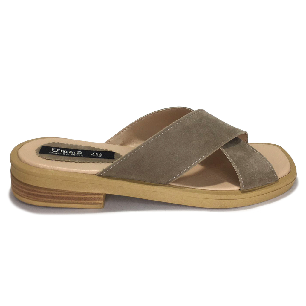 Sandalias de mujer chatitas gamuza
