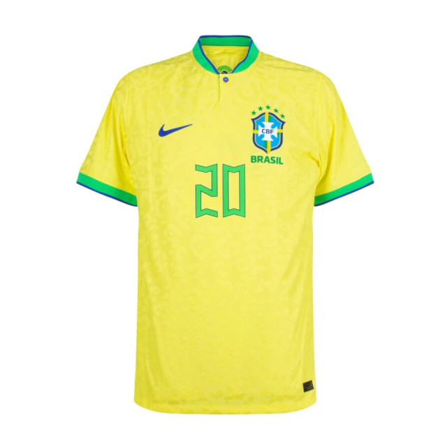 Camisa Seleção Brasil Home 2022/24 Vini Jr 20 Masculina Nike - Amarelo