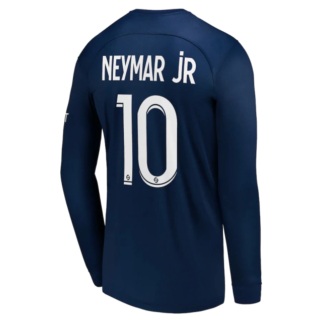 Camisa Paris Saint-Germain Home 22/23 Neymar Jr 10 Torcedor Nike Manga Longa  Masculina - Azul