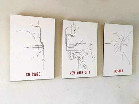 Cuadros - Tríptico Metro Minimalista Ciudades