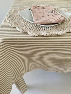 Mantel lienzo pesado rayado beige