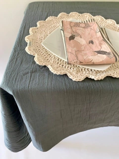 Mantel lienzo gris liso