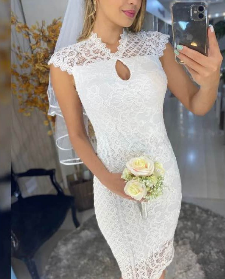 Vestido Midi Casamento Civil Cód 2572