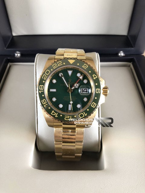 rolex verde e dourado
