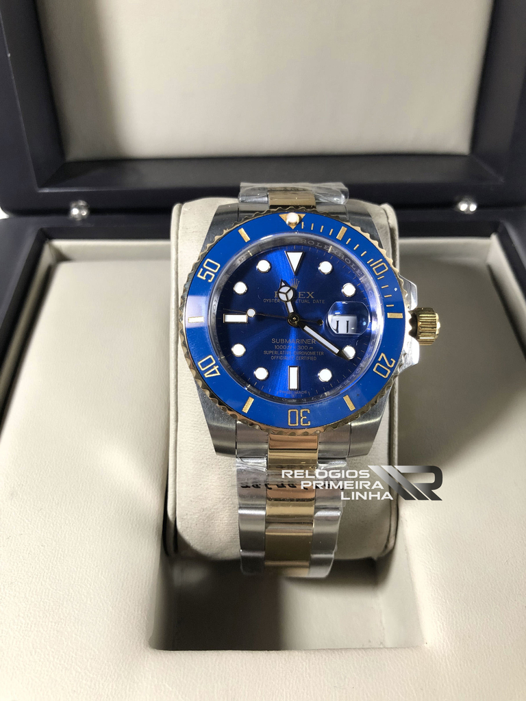 rolex preto e azul