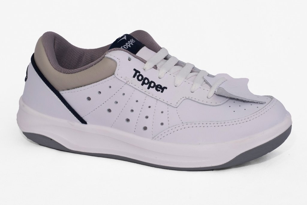 Zapatillas Cuero Topper Colegial Xforcer Blanco Azul 21870