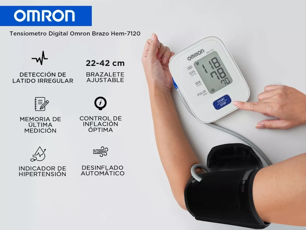 Tensiómetro Monitor Presión Arterial Digital Omron Hem-7120