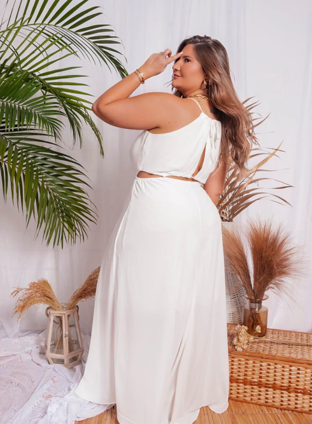 Vestido Longo Plus Size Branco By Bruna Rêgo