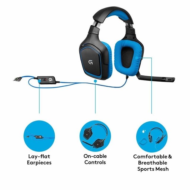 LOGITECH G430 DTS HEADPHONE: X AND DOLBY 7.1 SURROUND SOUND GAMING HEADSET