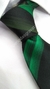 Gravata Skinny - Preta com Faixas Verdes - COD: KZ812 - Império das Gravatas