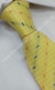 Gravata Skinny - Amarelo Claro Quadriculado com Tracejado Laranja e Azul Royal - COD: CS333 - Império das Gravatas