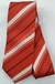 Gravata Skinny - Vermelho Fosco com Listras Brancas Duplas na Diagonal - COD: KS756
