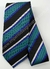 Gravata Skinny - Preto Fosco e Azul Tifanny Escuro com Listra Azul Royal e Branca - COD: PH159