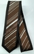 Gravata Slim Fit Toque de Seda - Marrom Escuro Fosco com Faixa Vertical Marrom Chocolate e Riscas Brancas - COD: PX502 na internet